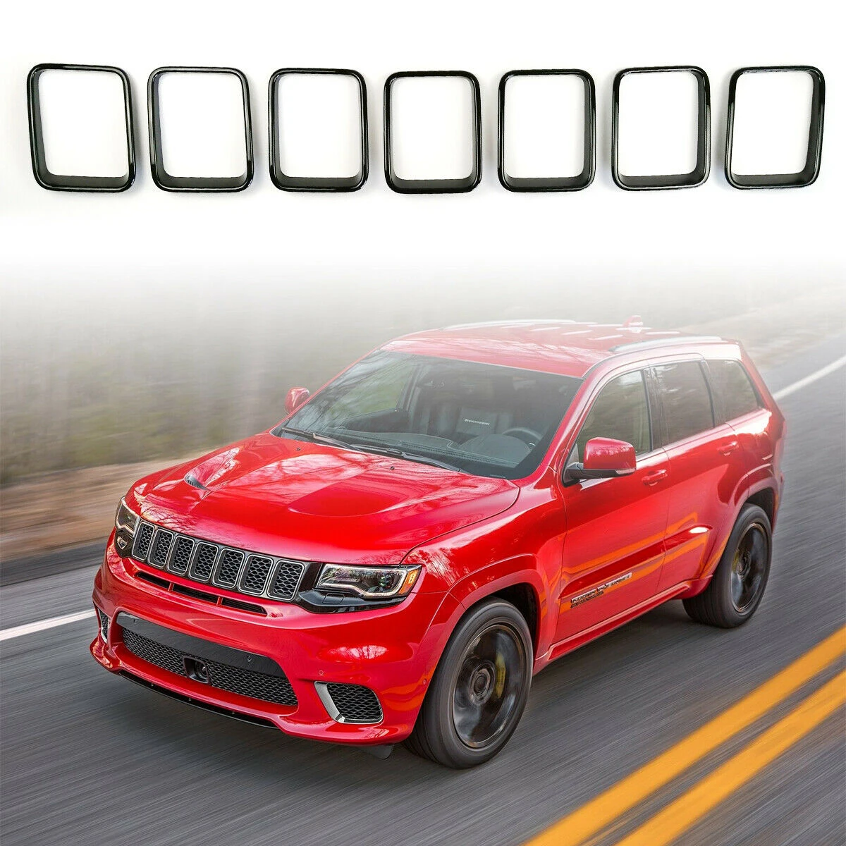 

Gloss Grill Rings Accessories Car For Grand Cherokee Trackhawk SRT 2017-2019