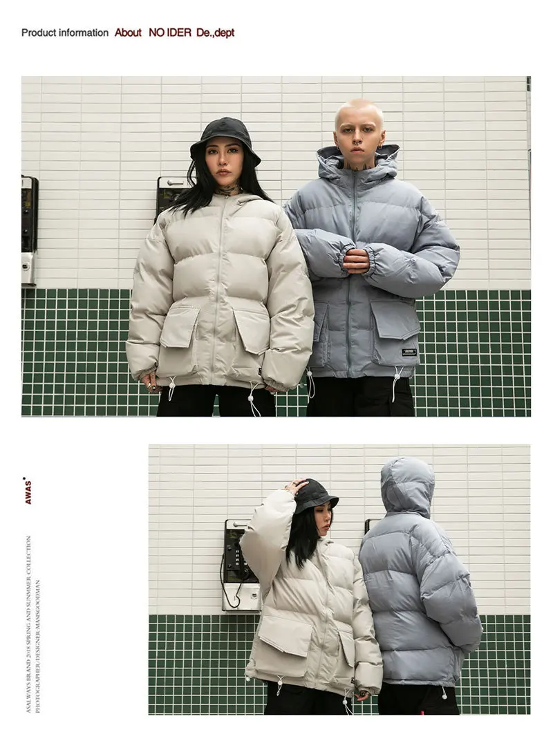 Dark Icon Big Pocket Men's Coat with Hoodie Thick Warm Outerwear Coats for Men Detachable Hat Jackets men puffy winter coat