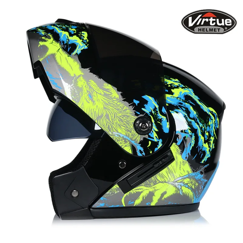Dual Lens Motorcycle Helmet Unisex Racing Motocross Helmets Modular Carbon Fibre Full Face Helmet Flip Up Cascos Para Moto - Цвет: 11