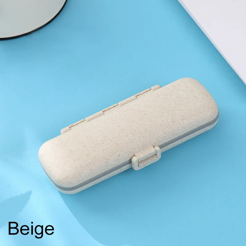 beige Чехол для лекарств, Экологичная коробка для хранения таблеток, дорожная упаковка на одну неделю, 7 слотов, Пшеничная солома, влагостойкий портативный органайзер для лекарств, таблеток - Цвет: beige