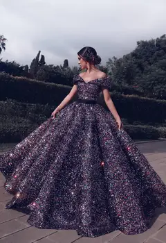 

Evening Dress 2020 Long Elegant A Line Sequin Prom Night Dubai Arabic Turkey Party Gown For Women Plus Size