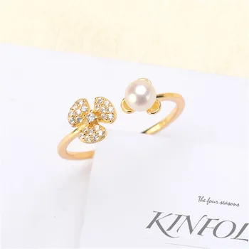 

Hot Sale Pearl Ring Mountings Findings Adjustable Ring Jewelry Setting Parts Fittings Charm Accessories Silver Jewelry Making