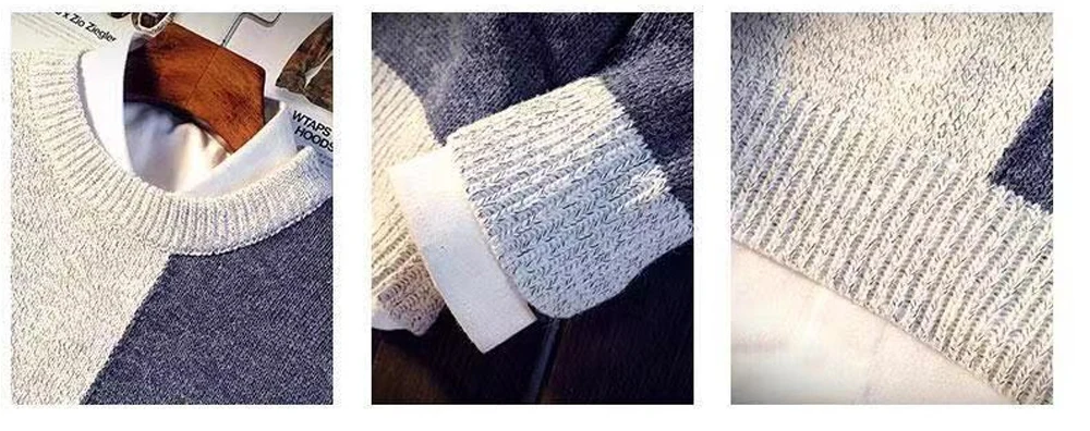 Men's Long-sleeved Sweaters Splice Autumn Winter Pullover Sweater for Men Round Neck Sweater Mixed Color Youth Fashion Trend New Men's Long-sleeved Sweaters Splice Autumn Winter Pullover Sweater for Men Round Neck Sweater Mixed Color Youth Fashion Trend New