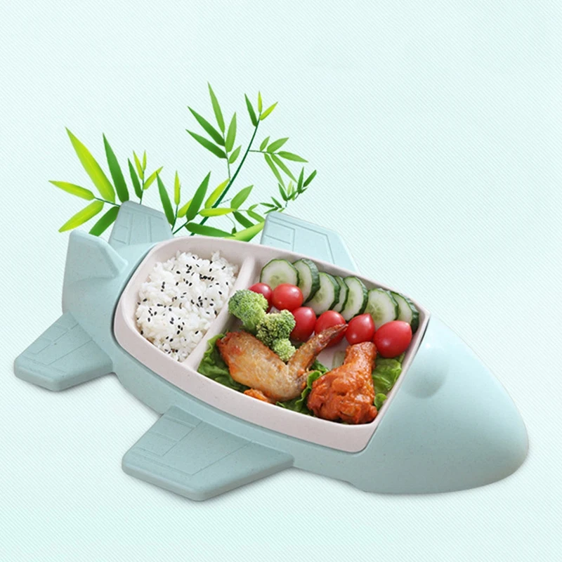 Hot-Cute Cartoon Dinnerware Bamboo Fiber Plate Aircraft Infant Tableware Children's Dividers Plate Child Gift Kids Cutle