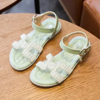 

Girls Party shoes Princess Shoes Leather Glitter Beads Rhinestones Knot Kids Sandals Elsa Shoes children beach sandals