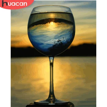 

HUACAN Painting By Number Cup DIY Pictures By Numbers Seascape Kits Hand Painted Paintings Art Drawing On Canvas Gift Home Decor