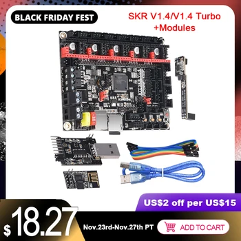 

BIGTREETECH SKR V1.4 Control Board V1.4 Turbo With DCDC RGB WIFI Module ESP01S BTT Writer 3D Printer Parts Expansion Board UART