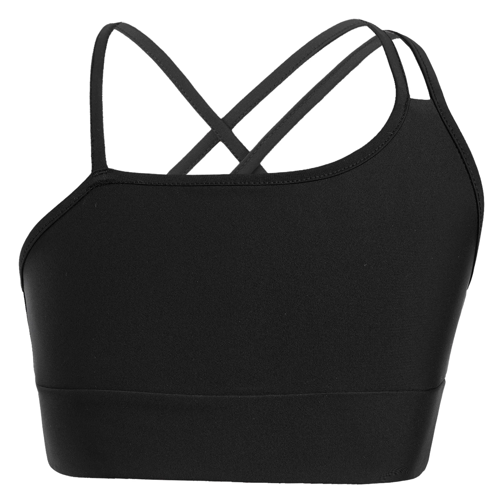 Girls Tank Tops Kids Girls Asymmetrical Spaghetti Straps Sleeveless Strappy Back Open Back Sport Crop Vest Stretchy Yoga Training Top Sportswear girls tank tops,girls sports bras
