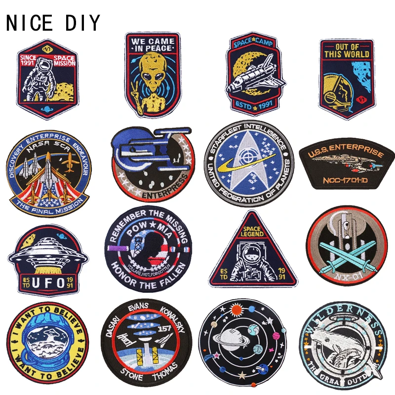 

Nicediy Star Patch Space UFO Embroidery Patch USS Enterprise Punk Patches Iron On Patches For Clothing Spacecraft For Jackets