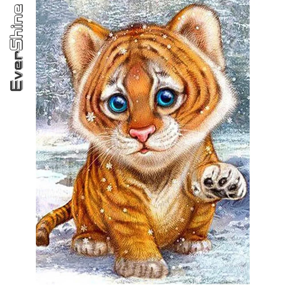 Evershine DIY Diamond Embroidery Tiger Picture Rhinestone Cross Stitch Painting Animal Mosaic Winter Art Handmade Gift | Дом и сад