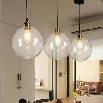 

1PCS Glass Hanging Pendant Light Glass Fixture Lamp For Dining Room Kitchens Restaurants Vintage American Industrial Style