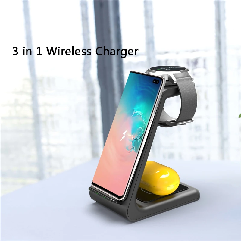 3 in 1 QI Wireless Charger For Samsung iPhone Fast Charger For Samsung Watch Active Galaxy Buds iWatch 1 2 3 4 5 for Airpods Pro
