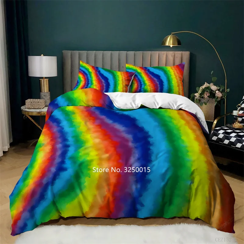 Home Textile Personality Dirty Dirty Rainbow Bedding Set 2-3 - Piece Deluxe Adult Room Decorated Quilt Cover and Pillowcase 