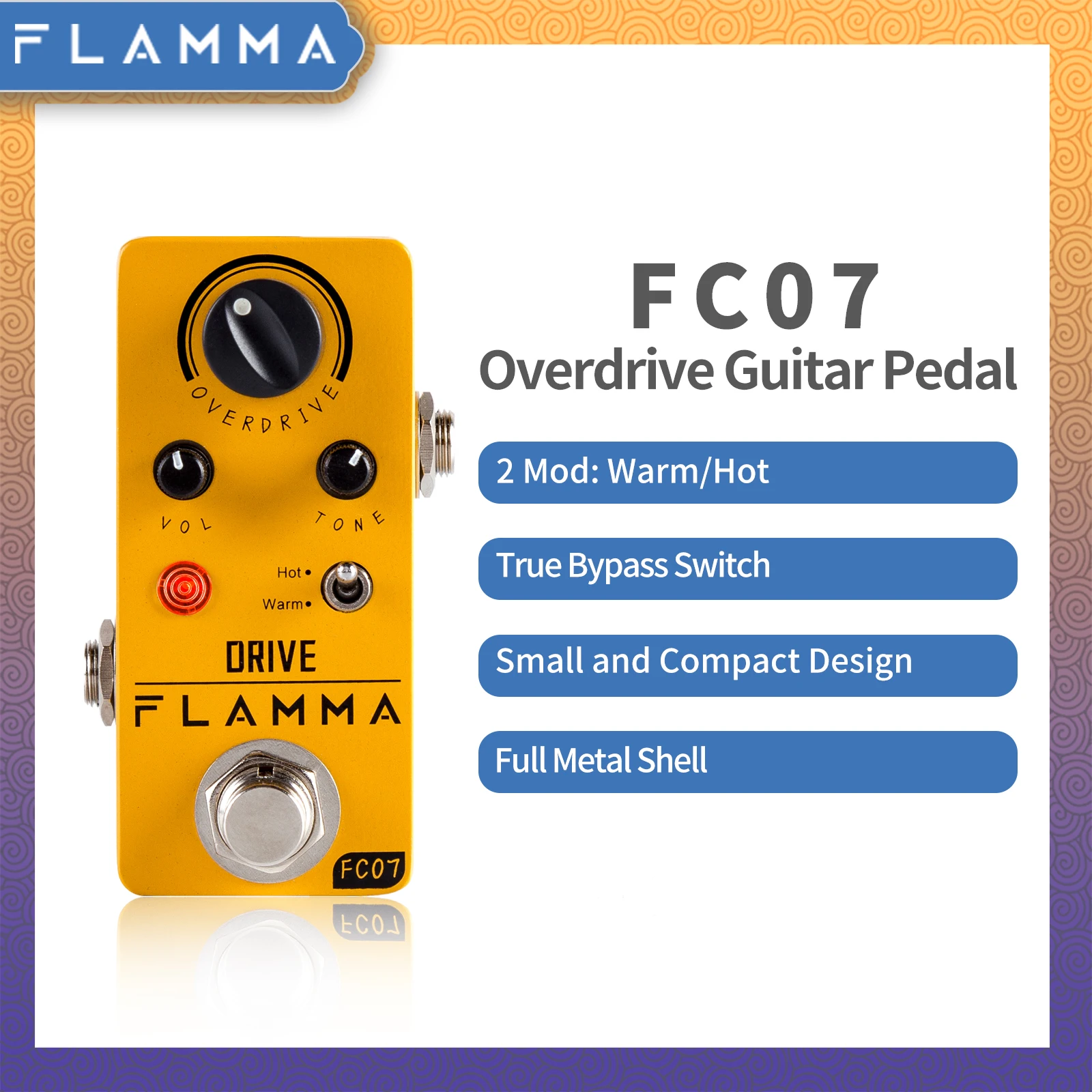 Guitar Effects Pedal Guitar Effect Pedal FLAMMA FC07 Overdrive Electric Guitar Hot Warm Modes True Bypass