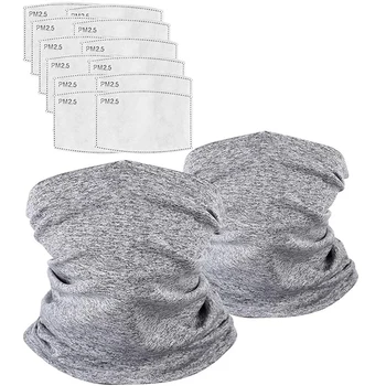 

2 Pcs Unisex Head Neck Gaiter Face Scarf Mask Bandana Scarf with 100 Pcs Carbon Filters for Outdoor Sports