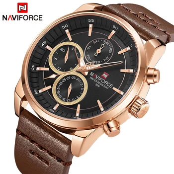 

NAVIFORCE Top Luxury Brand Watches Men Fashion Casual Quartz 24 Hours Date Watch Man Leather Waterproof Clock Relogio Masculino