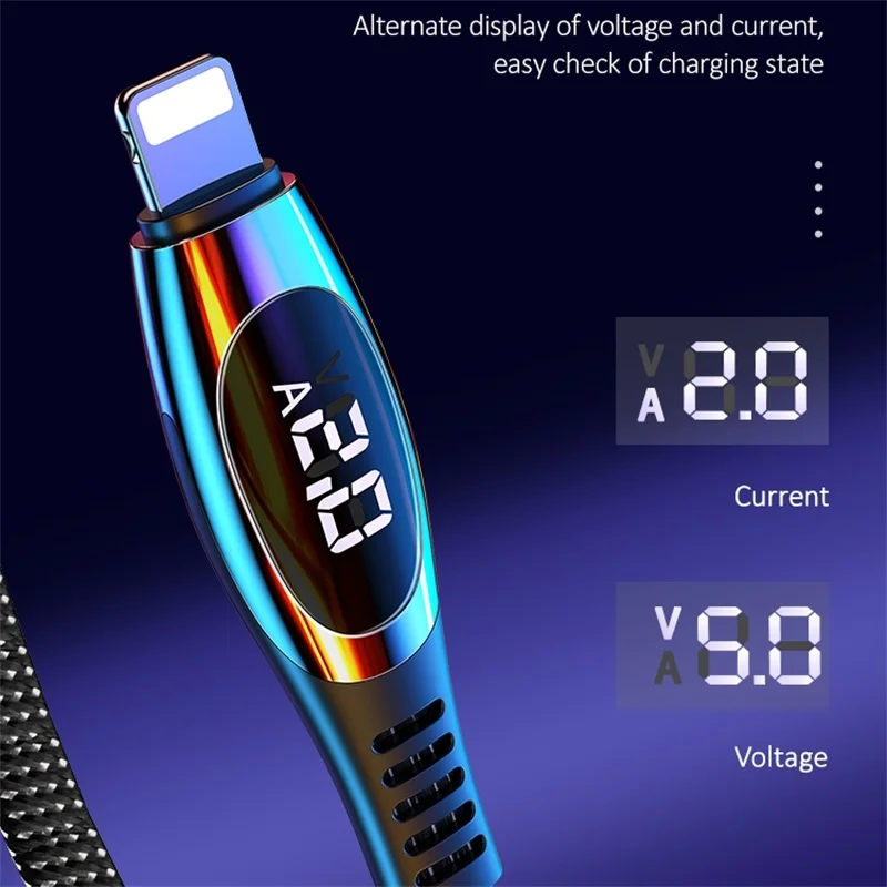 USAMS для USB защитный кабель 1 м 2 м Быстрая зарядка данных для iPhone xs max xr 8 7 6s plus 5s 11 apple ipad pro зарядное устройство светодиодный дисплей