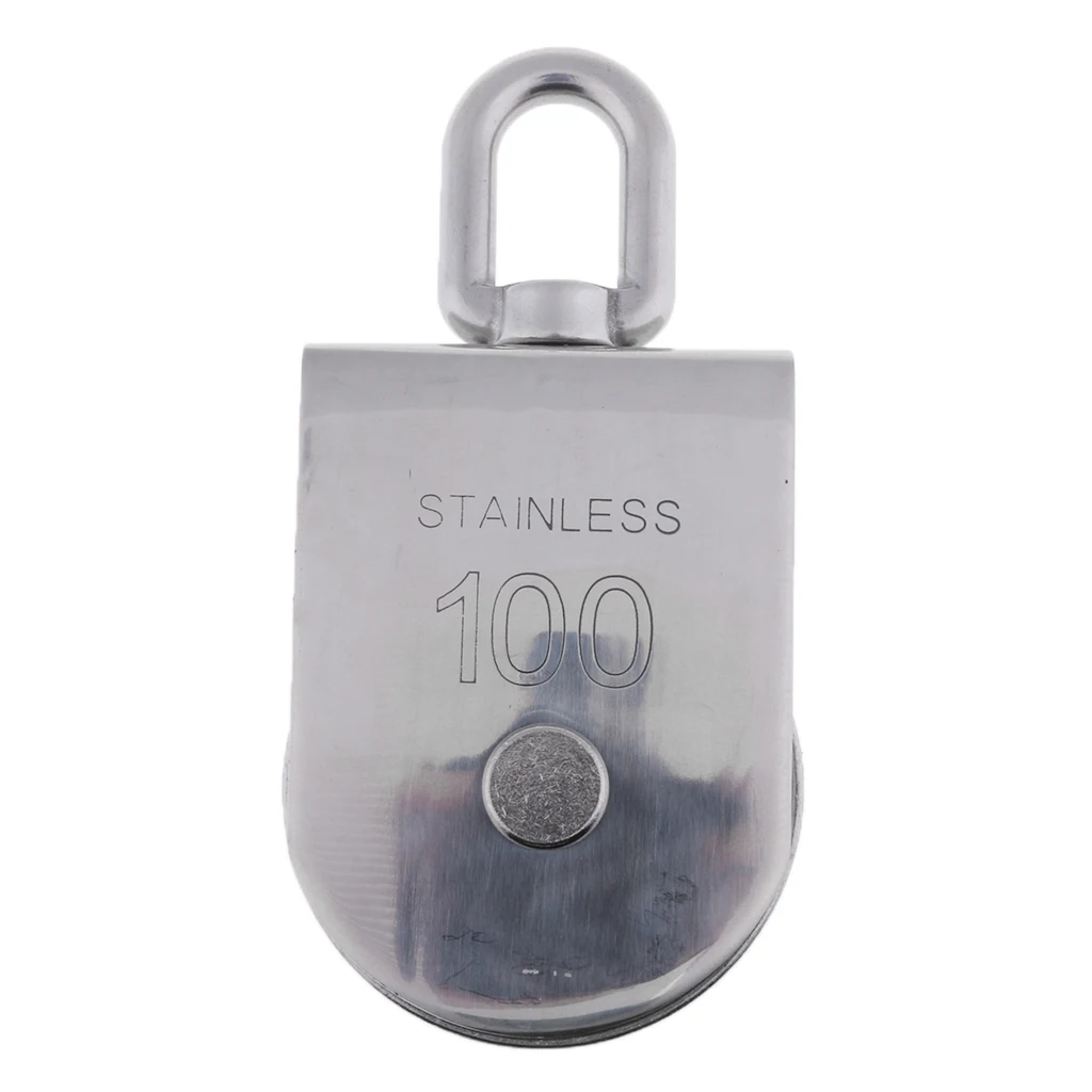 100mm 304 Stainless Steel Single Wheel Swivel Lifting Rope Pulley Block