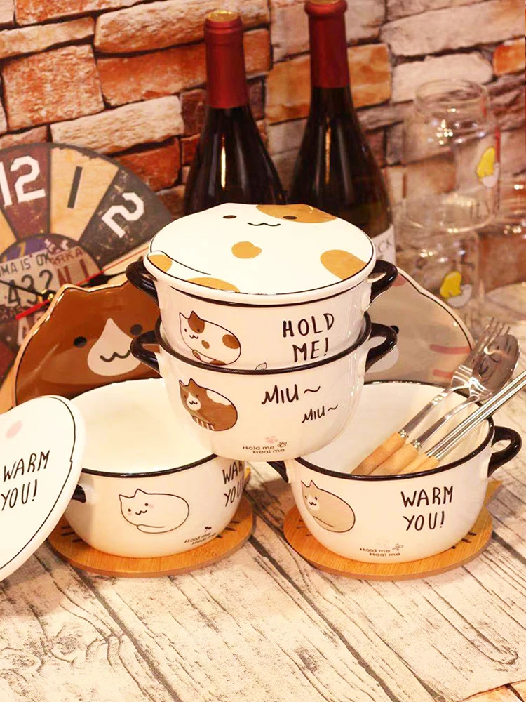 New Creative Lovely Large Ramen Instant Noodle Soaked Lunch box Soaked Noodle Boxes Tableware with Spoon Chopsticks and Forks
