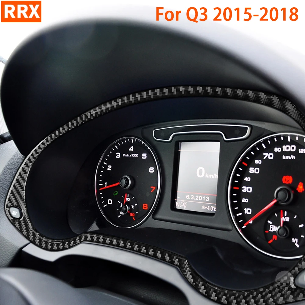 

Speedometer Tachometer Surround Cover Trim Real Carbon Fiber Sticker For Audi Q3 2015 2016 2017 2018 Car Interior Accessories