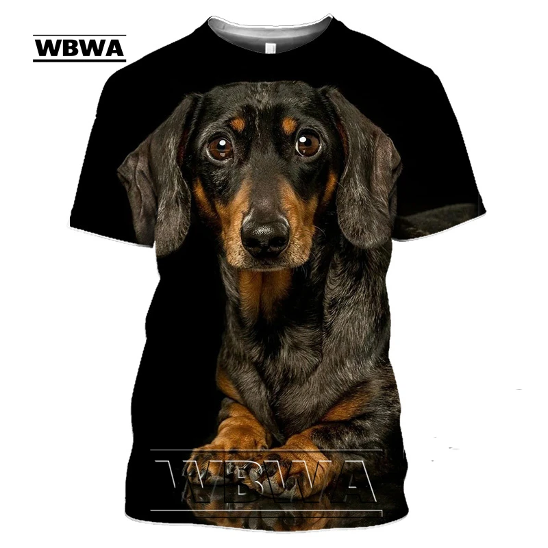 Camiseta de Dachshund Teckel para hombre, camisa con 3D de perro Dackel, camisetas de gran tamaño para mujer, ropa bonita para hombre, manga corta - Ropa de hombre