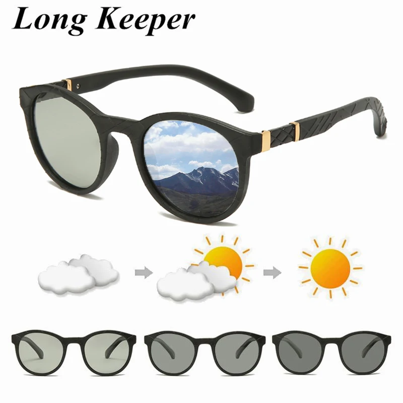 

2020 Fashion Round Men Polarized Photochromic Sunglasses Retro Chameleon Driving Women TR90 Frame Sun Glasses Eyewear UV400