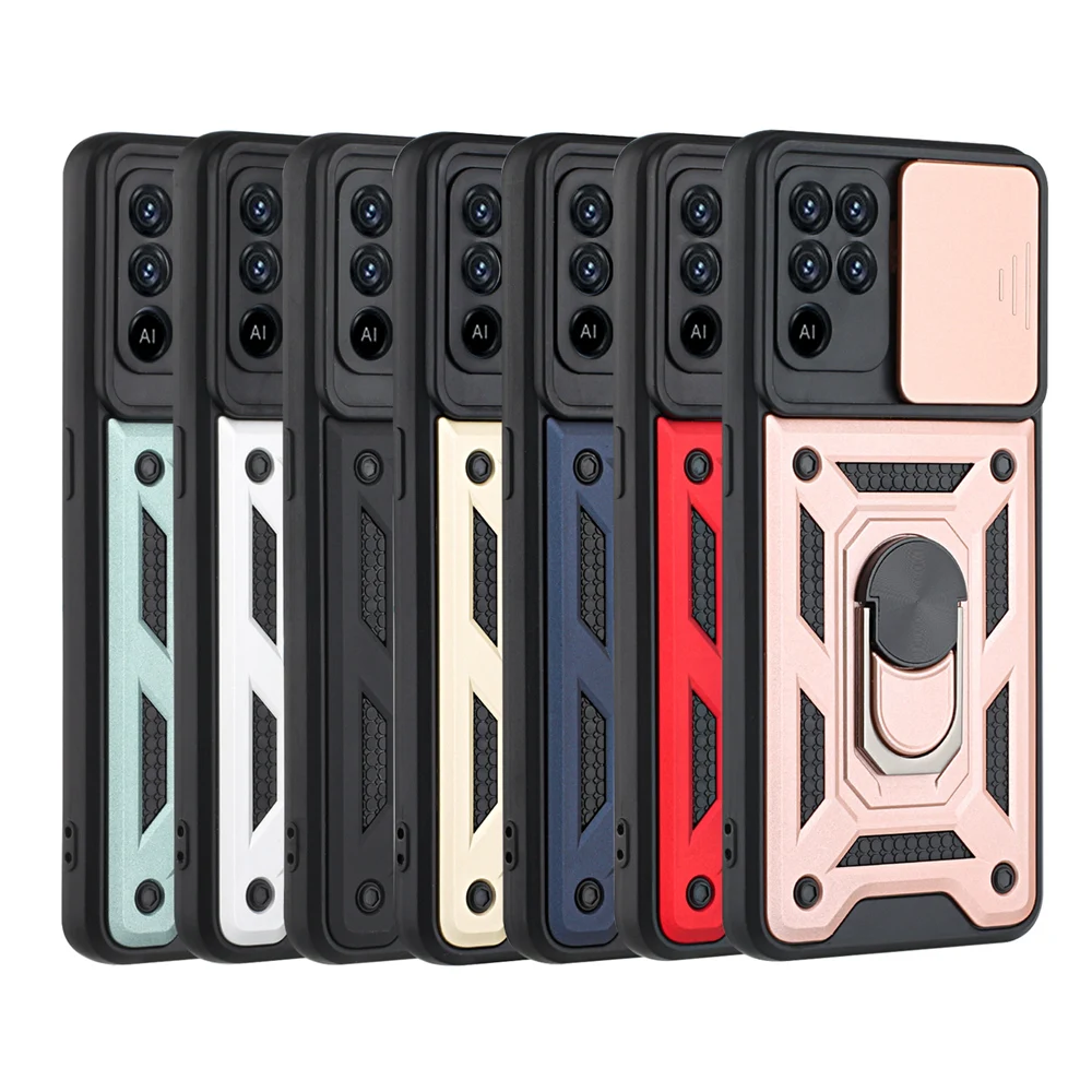 arm pouch for phone KEYSION Shockproof Case for OPPO A94 A74 A54 5G A53 A93 Ring Stand Push Pull Camera Protection Phone Cover for Reno 5 Lite 5K 5F cell phone lanyard pouch