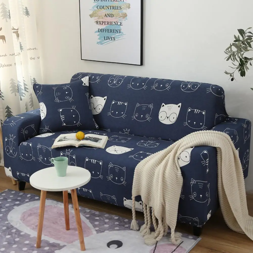 Эластичный спандекс Диванный чехол милые кошки шаблон чехол для секционного дивана плотная обертка все включено диване крышка мебель протектор