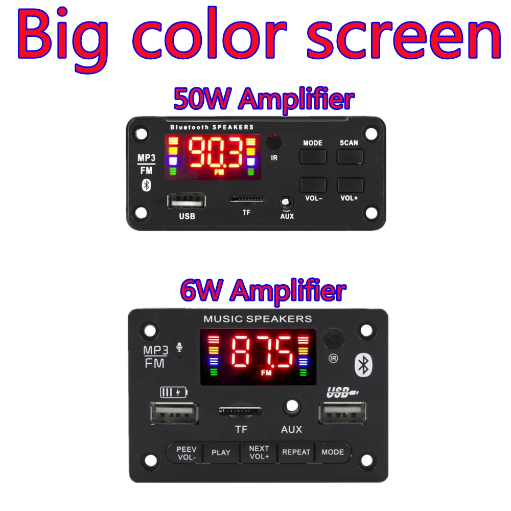 Amplifier 50W/ 6W Player Decoder Board 5V-18V Bluetooth-compatible 5.0 Car FM Radio Module TF USB AUX WMA Player Decode