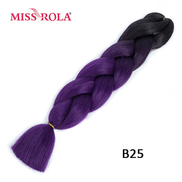 Miss Rola Synthetic Support Wholesale 100g 24 Inch Jumbo BraidsPink Green Yellow High Temperature Fiber Ombre Hair Extensions B25