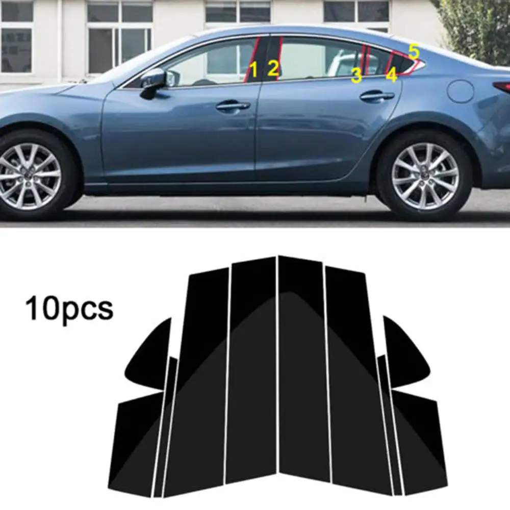

RKAC 10PC Window Pillar Posts trim Cover Molding for Mazda 6 Atenza 2014-2018 Middle BC Column Sticker For MAZDA 6 Strip