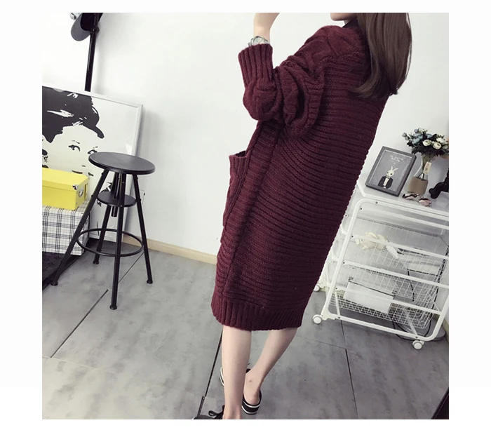 Jocoo Jolee Autumn Winter Female Long Cardigans Latern Sleeve Casual Knitted Long Coat Korean Sweater Oversized Thick Warm Coats