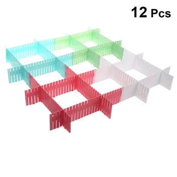 

12pcs Adjustable Grid Drawer Dividers Creative DIY Drawer Organizer Dividers Household Storage Rack for Dresser Storage (Random