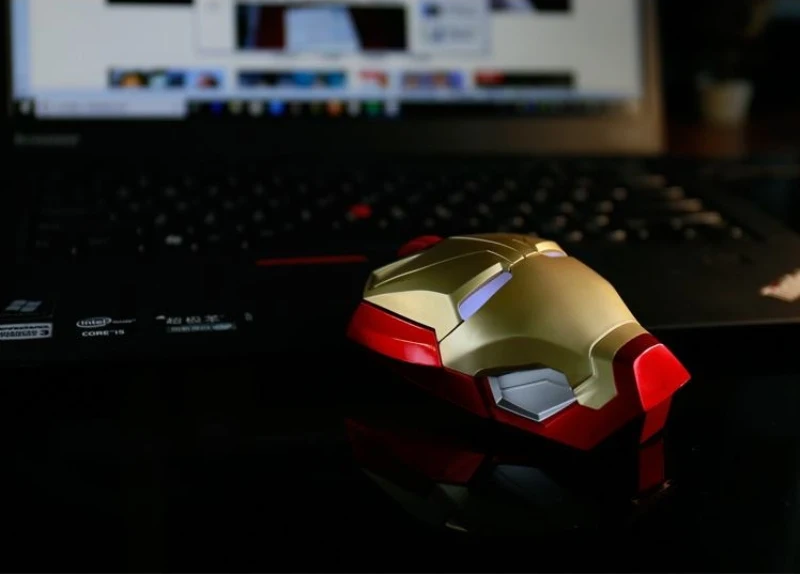 Новинка Marvel Мстители Железный человек Беспроводная мышь MK46 Железный человек Золотой шлем игровая мышь 1200 точек/дюйм для ПК