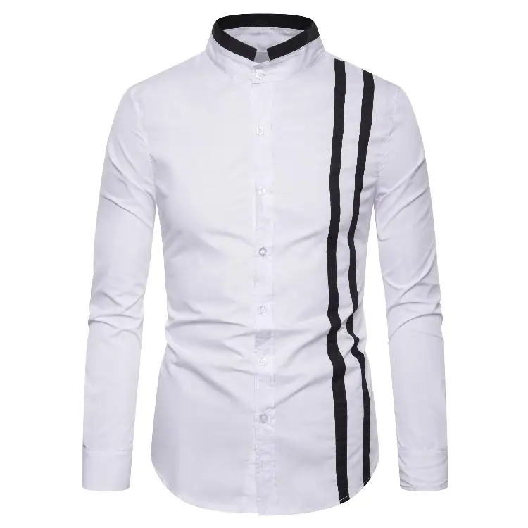 S-2XL, мужские рубашки, модные, черные, белые, одноцветные, в полоску, с длинным рукавом, мужские рубашки, Роскошные, для социальных вечеринок, одежда, уникальный дизайн