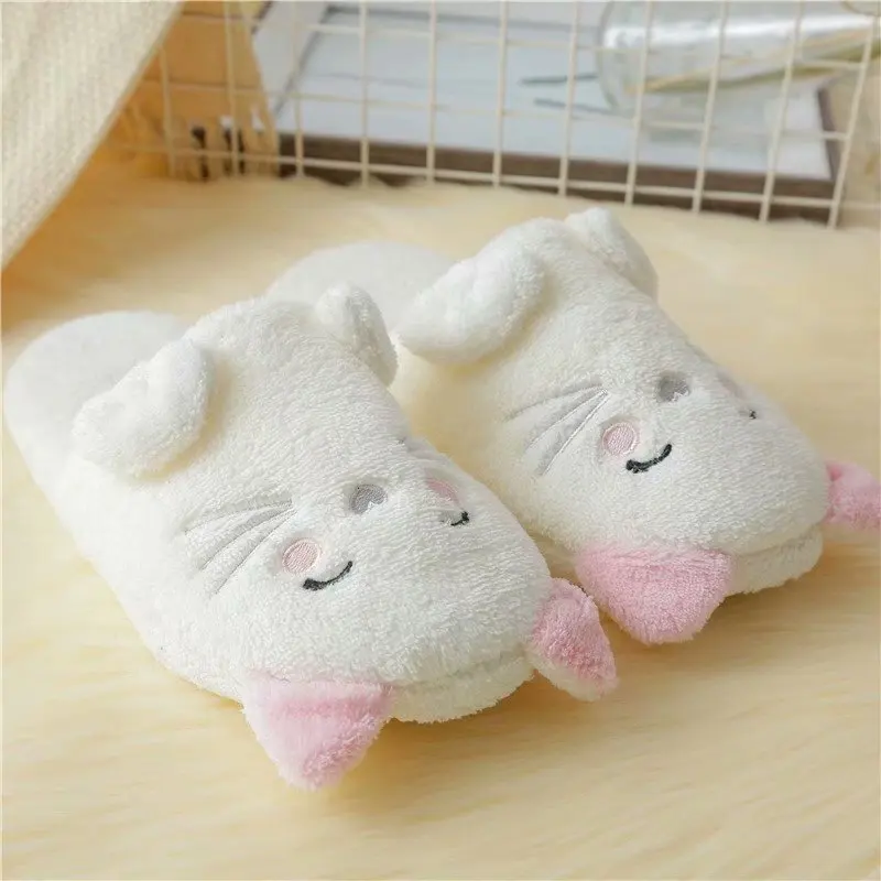 white cat slippers