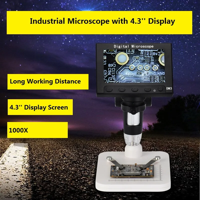 1000X 2.0MP 5.0MP Digital Microscope 4.3 Inch LCD Screen 8 LED USB Digital Electronic Microscope for PCB Repair Video Microscope