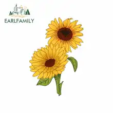 EARLFAMILY 13cm x 13cm Sunflowers Funny Car Stickers RV VAN DIY Fine Decal Bumper Trunk Truck Graphics Vinyl JDM Accessories