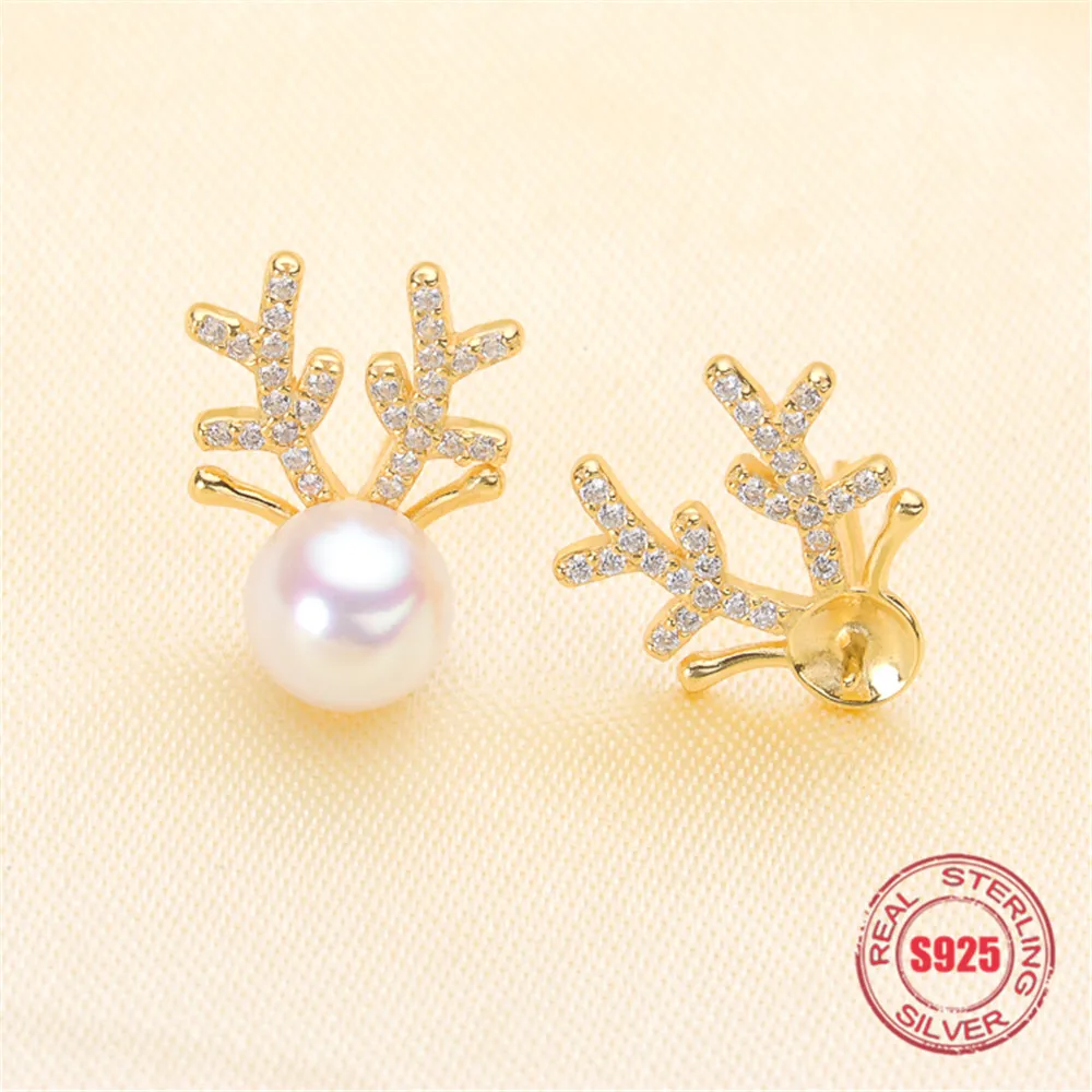 

Classic Pearl Earrings Mounting S925 Sterling Silver Earrings Hooks Dangle Fittings Handmade Craft Accessory
