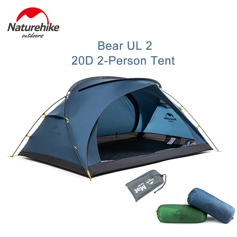Naturehike Bear UL 2 палатка для кемпинга человека 20D нейлоновая Ультралегкая