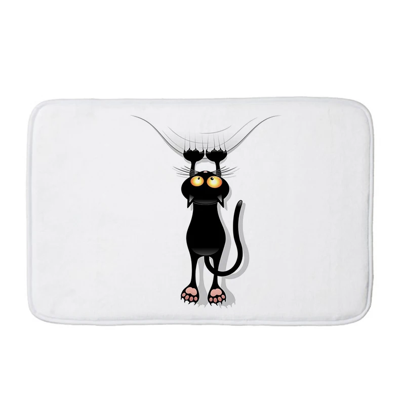 Black Cat Pet Digital Printing Bedroom Room Bathroom Doormat kitchen Carpets Non-slip Colorful Flower Floor Mat mat228
