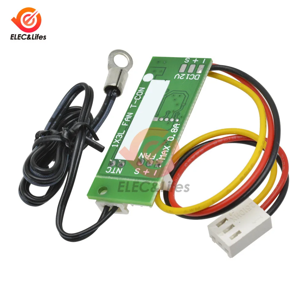 DC Motor Speed Controller DC 12V 2-3 Wire Temperature Control Denoised Speed Controller Governor Regulator with Probe ON/OFF for Computer PC Fan/alarm
