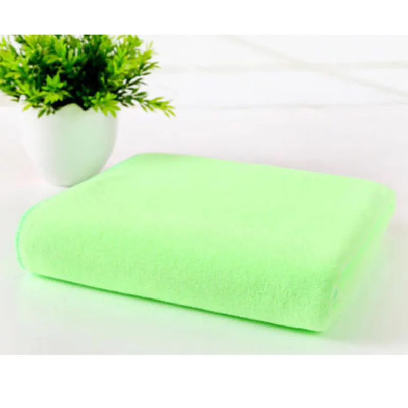 Однотонное полотенце из натуральной микрофибры 70x140 см, впитывающее волокно, семейная мойка для ванной, Пляжное купальное полотенце s - Цвет: Светло-зеленый