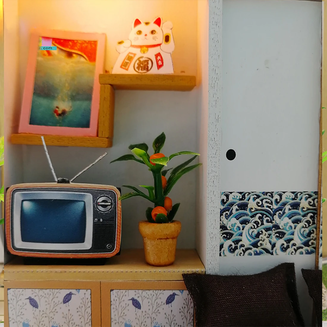 Кукольный домик DIY креативный ручной работы Тема деревянная кабина сборка модель здания игрушка набор с светильник и пылезащитный чехол-Очаровательный дом