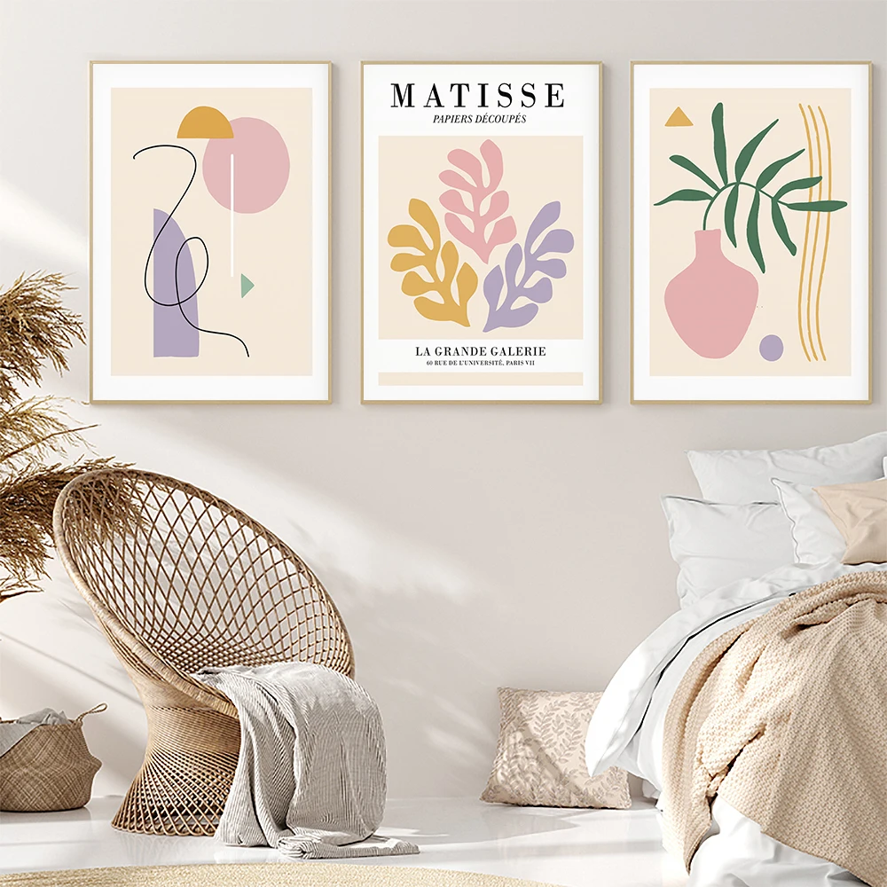 

Boho Matisse Posters And Prints Abstract Plant Flower Geometric Wall Art Canvas Painting Pictures For Living Room Home Decor