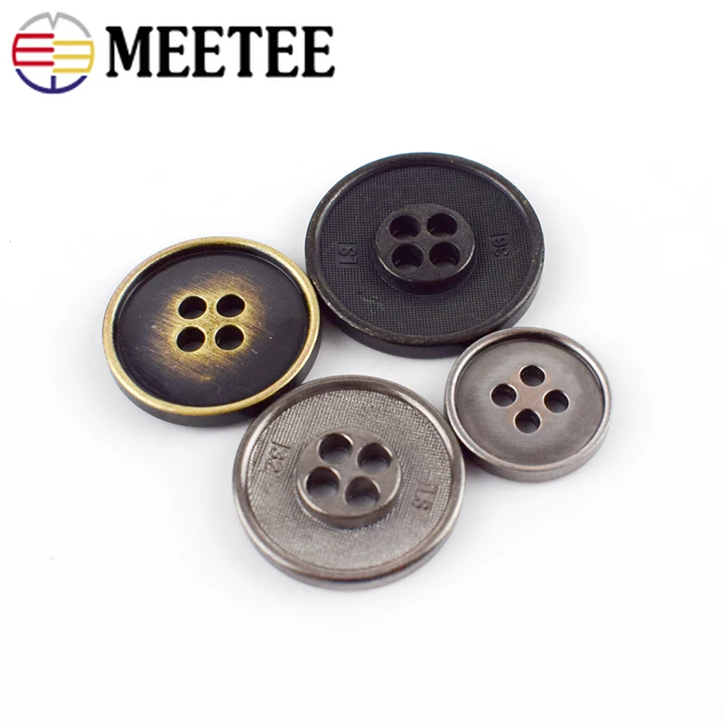 10/20pcs Metal Buttons Ancient Bronze Silver 4 holes Sewing Button Suit Coat Botones E4 33|Пуговицы| |