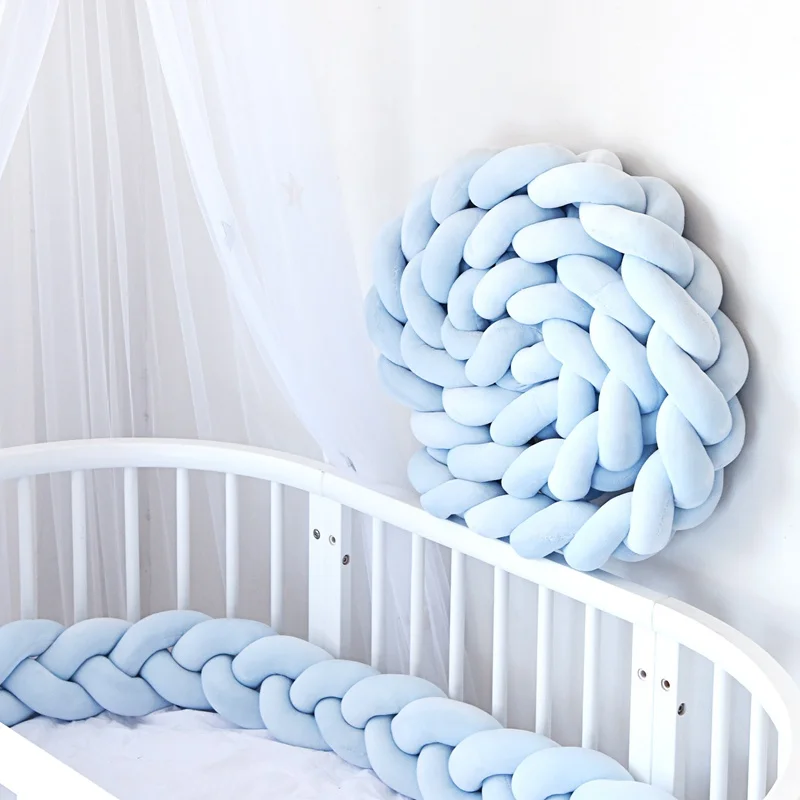JULY'S SONG 2M/3M Mixed Colours Braided Crib Bumper Knot Pillow Knot Bolster Pillow Crib Baby Bed Bumper Kids Nursery Decor