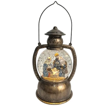 

7.5 inch LED Nativity Lantern Water Globe - Christmas Decoration Snow Globe Led Night Light Ambient Light