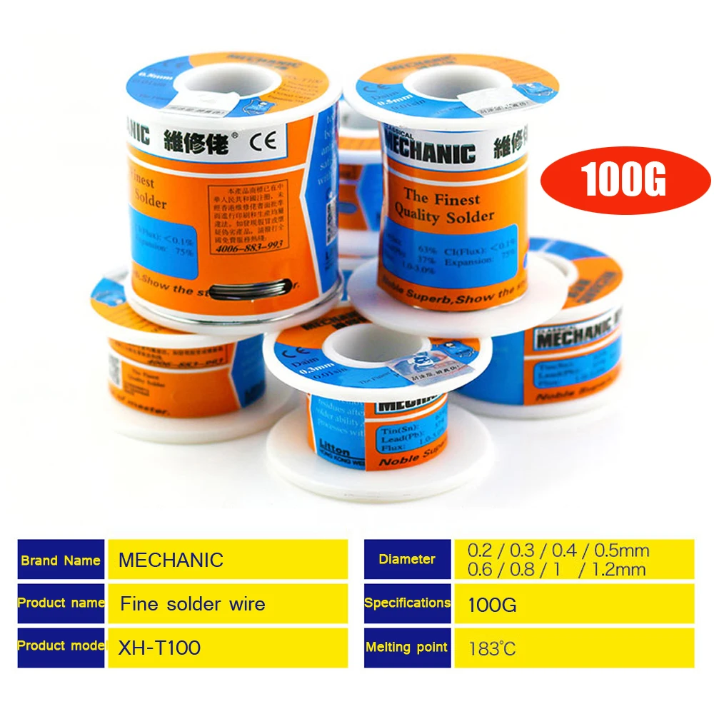 Mechanic 100g Solder Wire Room Temperature Melting Point 183 Degrees 0.6/0.8/1/1.2mm Soldering Tin BGA Welding Tools | Инструменты