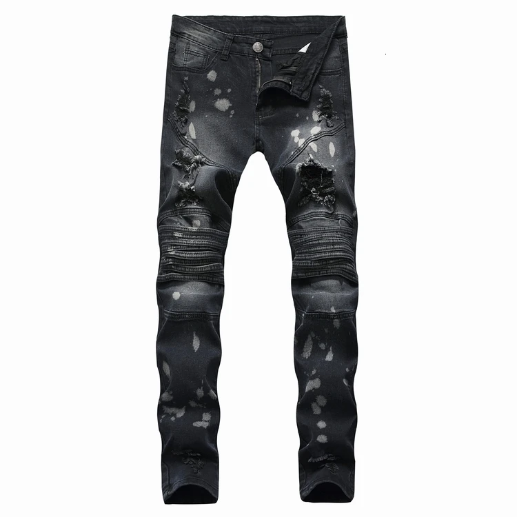 Moomphya разрушенные с дырками, зауженные джинсы для мужчин стильные рваные Проблемные Джинсы homme черный байкер джинсы для женщин Хип Хоп